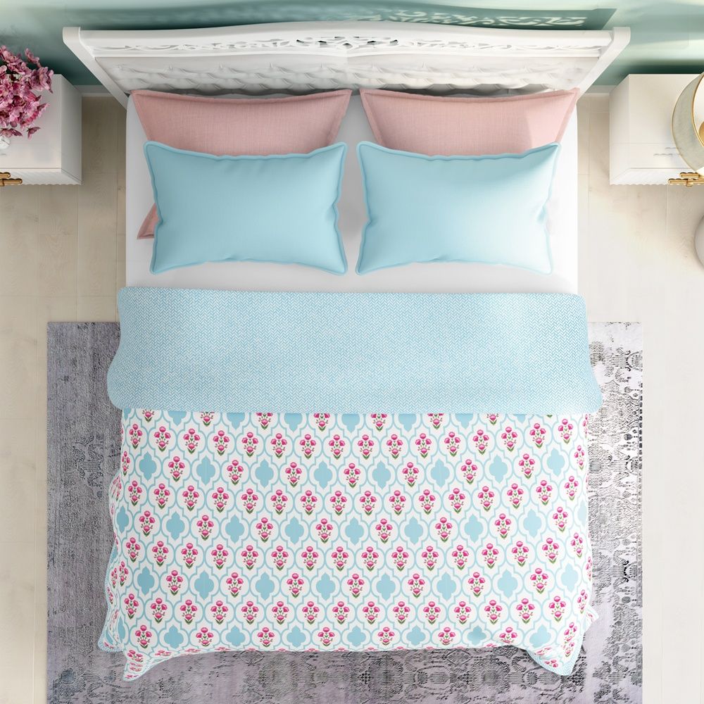 All Season Dohar | Double(90x82 Inch) | 110 GSM | 100% Cotton | Reversible Design | AC Blanket | Panag Pink